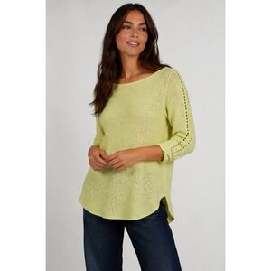 Soft Surroundings Top Womens Medium Green Pear Bailey Waffle Knit Eyelet Tunic